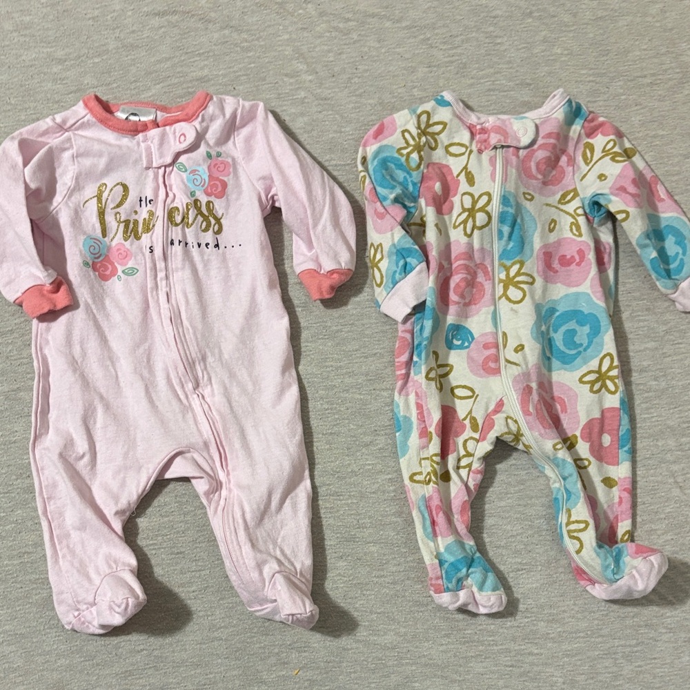 Gerber Pink and Floral Footies Set